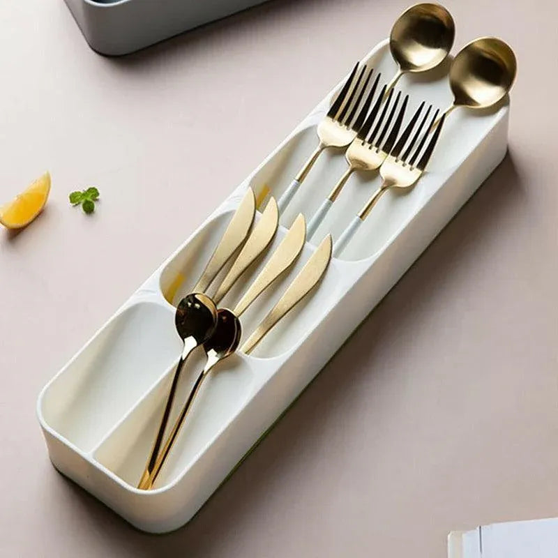 Kitchen Drawer Utensil Cutlery Tray Organizer Insert Spoon Fork Knife Divider Storage - White V528-TRAYBO-WHITE-41060