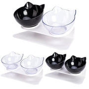 Double Cat Dog Bowl Elevated Pet Feeder Stand Raised Food Water Feeding Dish - Transparency+Transparency V528-TRCOLOUR-TRANSPARENCY97188