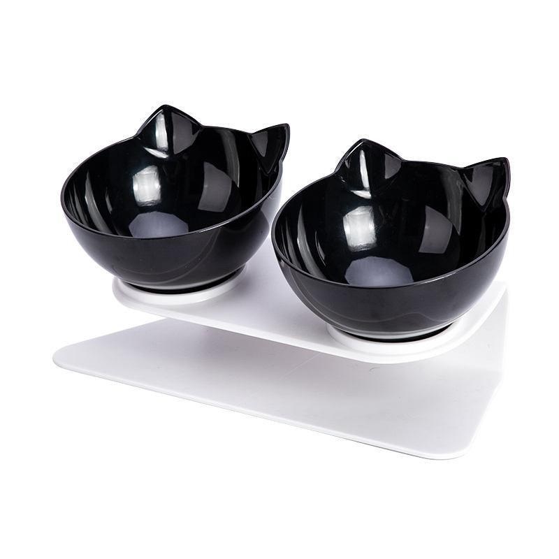 Double Cat Dog Bowl Elevated Pet Feeder Stand Raised Food Water Feeding Dish - Transparency+Transparency V528-TRCOLOUR-TRANSPARENCY97188