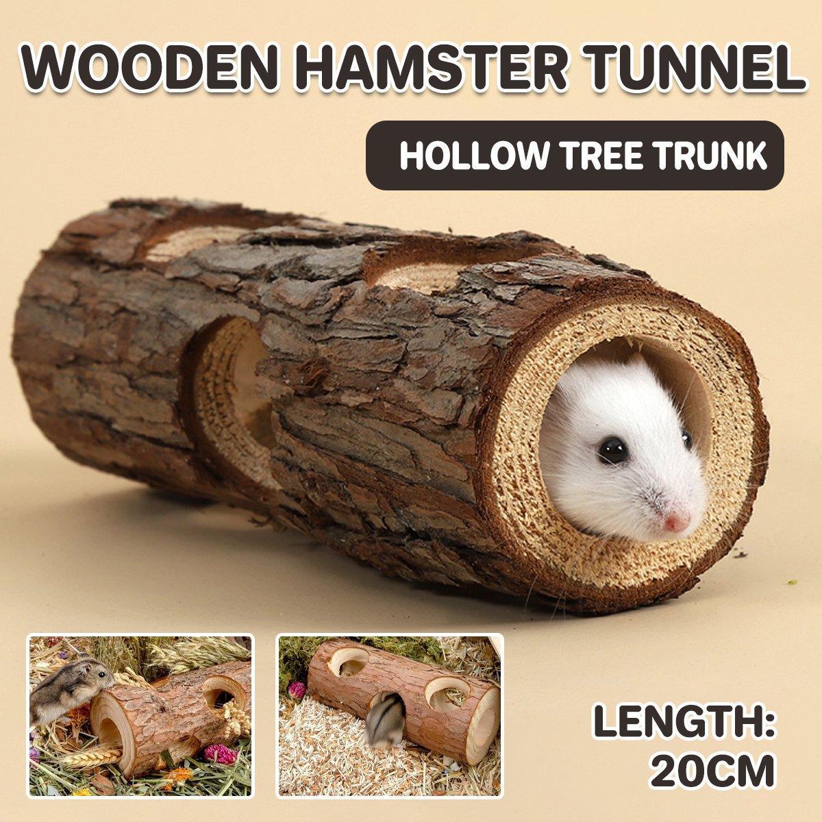 Solid Wood Hamster Pipe Rabbit Chew Toy Tree Cylinder Cross Border Pet Supplies V528-TREE-BARREL-20CM-675095