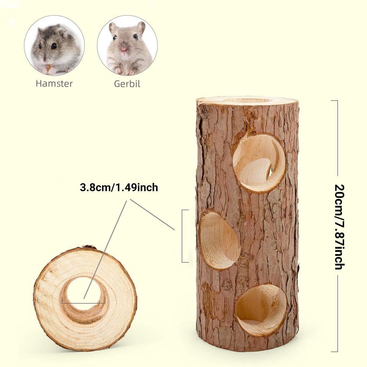 Solid Wood Hamster Pipe Rabbit Chew Toy Tree Cylinder Cross Border Pet Supplies V528-TREE-BARREL-20CM-675095