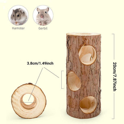 Solid Wood Hamster Pipe Rabbit Chew Toy Tree Cylinder Cross Border Pet Supplies V528-TREE-BARREL-20CM-675095