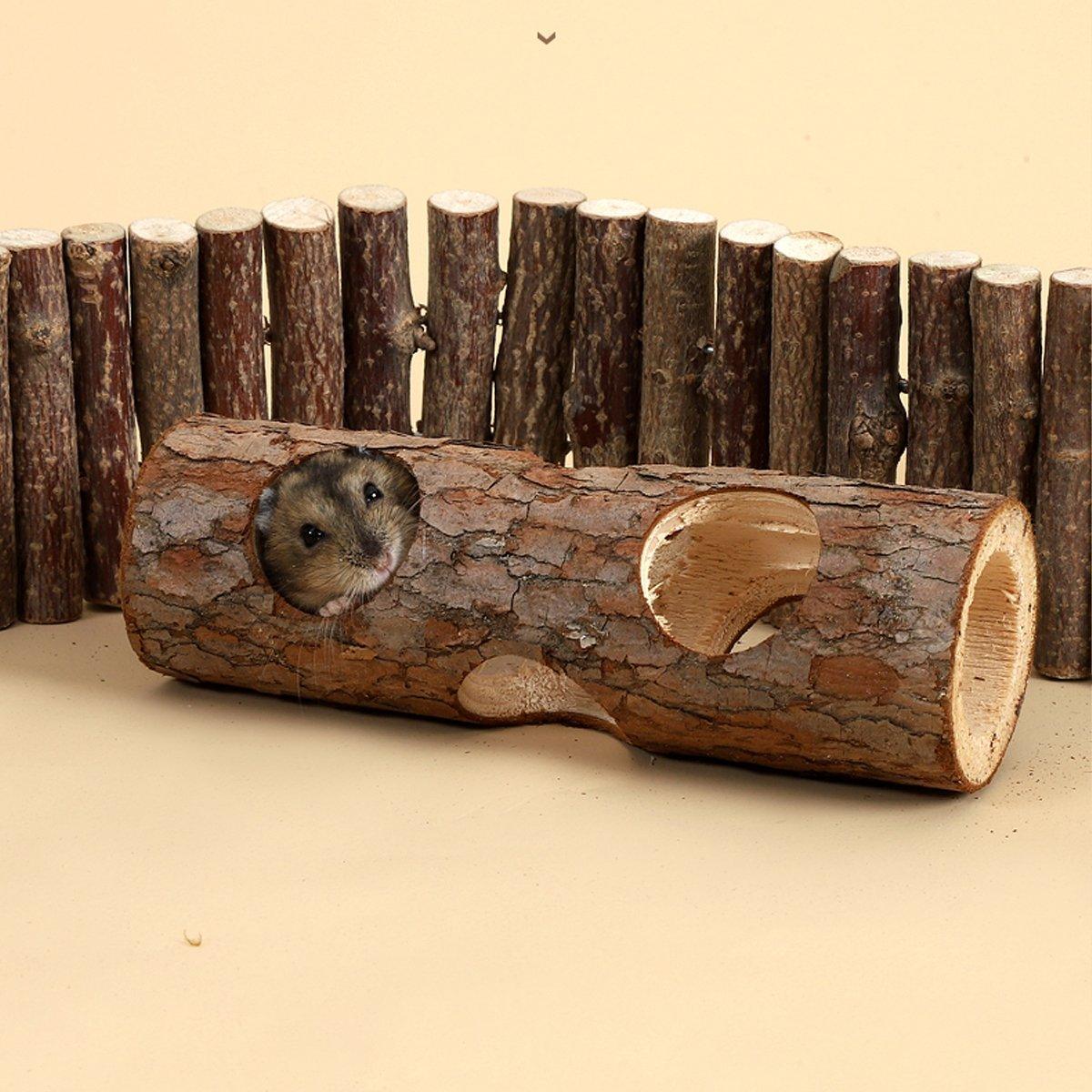 Solid Wood Hamster Pipe Rabbit Chew Toy Tree Cylinder Cross Border Pet Supplies V528-TREE-BARREL-20CM-675095