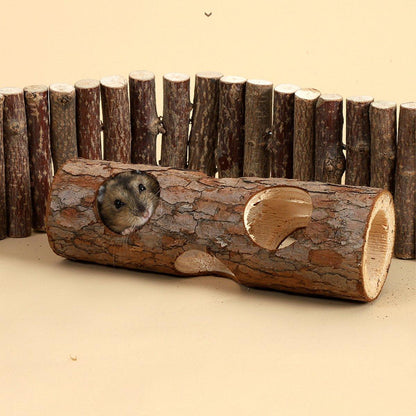 Solid Wood Hamster Pipe Rabbit Chew Toy Tree Cylinder Cross Border Pet Supplies V528-TREE-BARREL-20CM-675095
