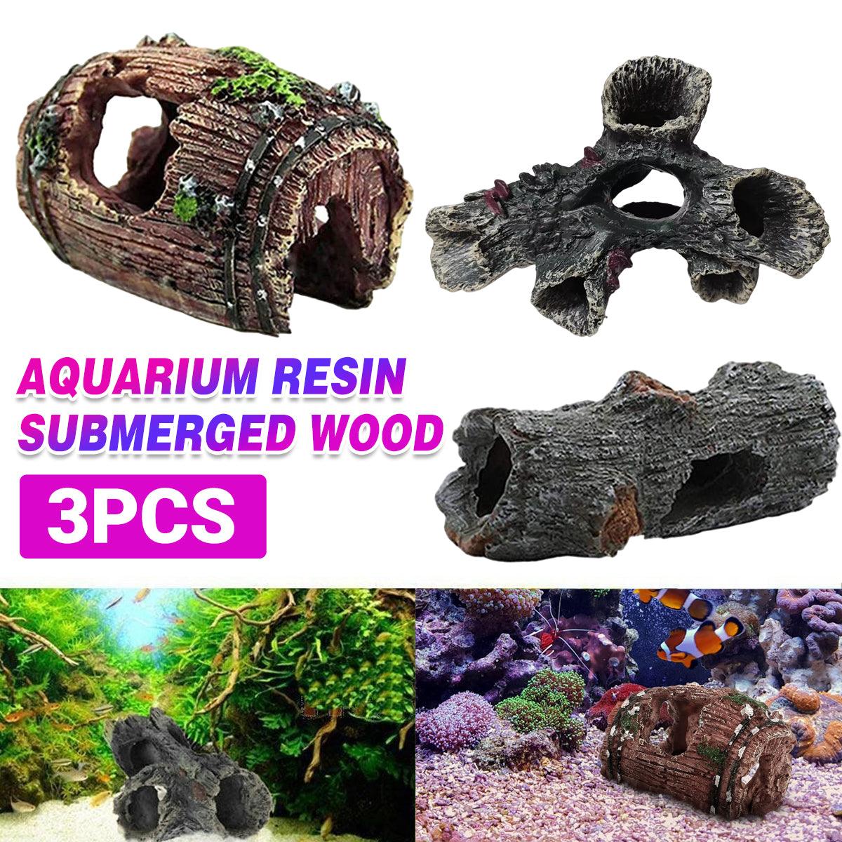 3pcs Aquarium Resin Tree Ornament Fish Tank Decoration Submerged Wood Cave V528-TREE-HOLE-3PCS-918181