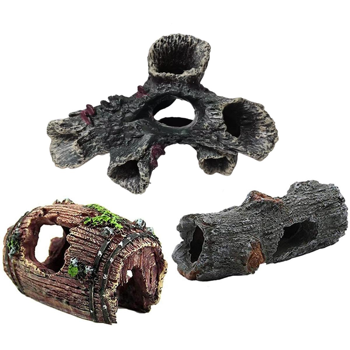 3pcs Aquarium Resin Tree Ornament Fish Tank Decoration Submerged Wood Cave V528-TREE-HOLE-3PCS-918181