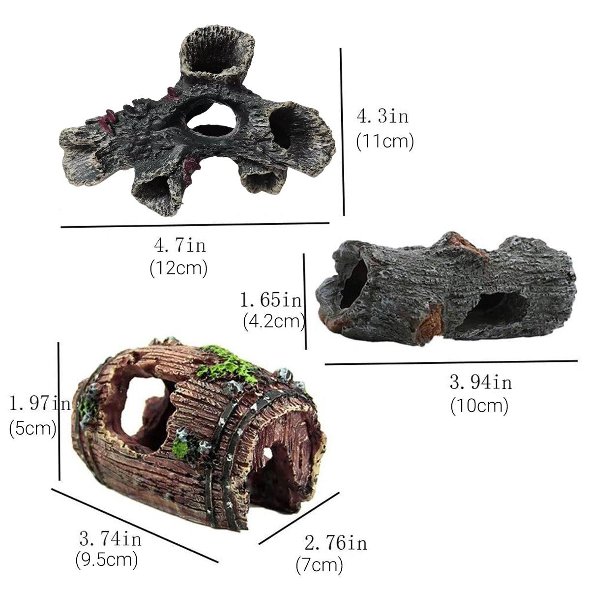 3pcs Aquarium Resin Tree Ornament Fish Tank Decoration Submerged Wood Cave V528-TREE-HOLE-3PCS-918181