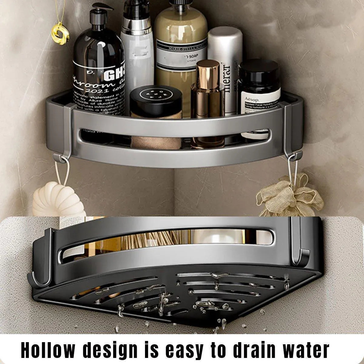 Single Tier Triangle Bathroom Shower Shelf Organizer Rack Wall Mounted Storage V528-TRIANGLE-BASKET-SINGLE-977017