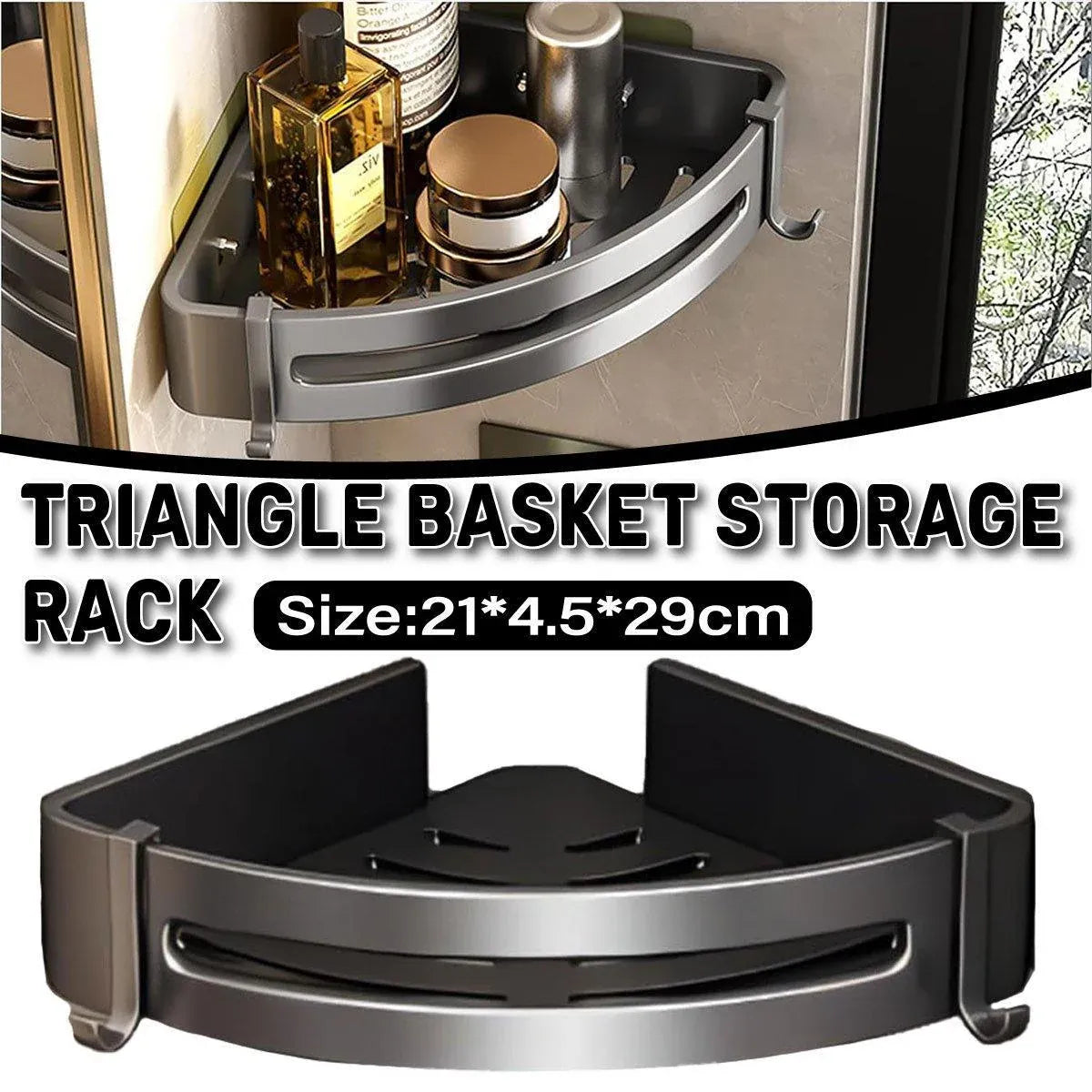 Single Tier Triangle Bathroom Shower Shelf Organizer Rack Wall Mounted Storage V528-TRIANGLE-BASKET-SINGLE-977017