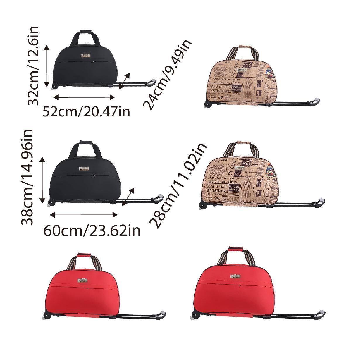 Wheeled Travel Duffle Trolley Bag Carry On Rolling Luggage Suitcase Tote Durable - Red-24in V528-TROLLEY-BAG-RED-24-924572