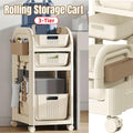 Mobile Storage Trolley Rolling Utility Cart Heavy Duty Organizer with Wheels V528-TROLLEY-BEIGE-205340