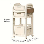 Mobile Storage Trolley Rolling Utility Cart Heavy Duty Organizer with Wheels V528-TROLLEY-BEIGE-205340