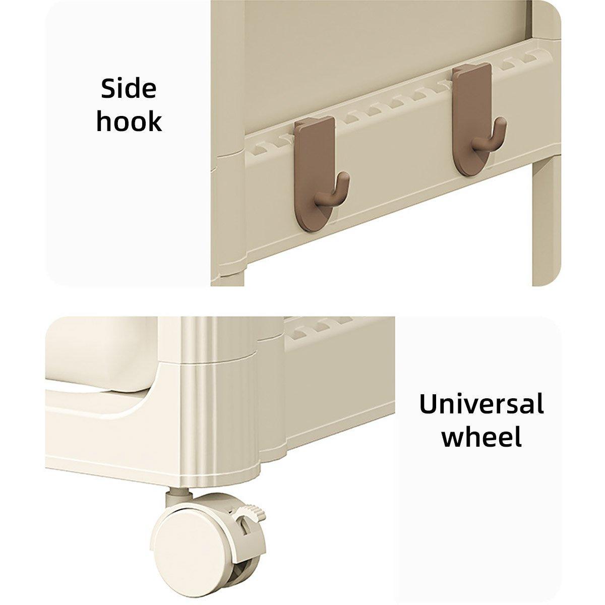Mobile Storage Trolley Rolling Utility Cart Heavy Duty Organizer with Wheels V528-TROLLEY-BEIGE-205340