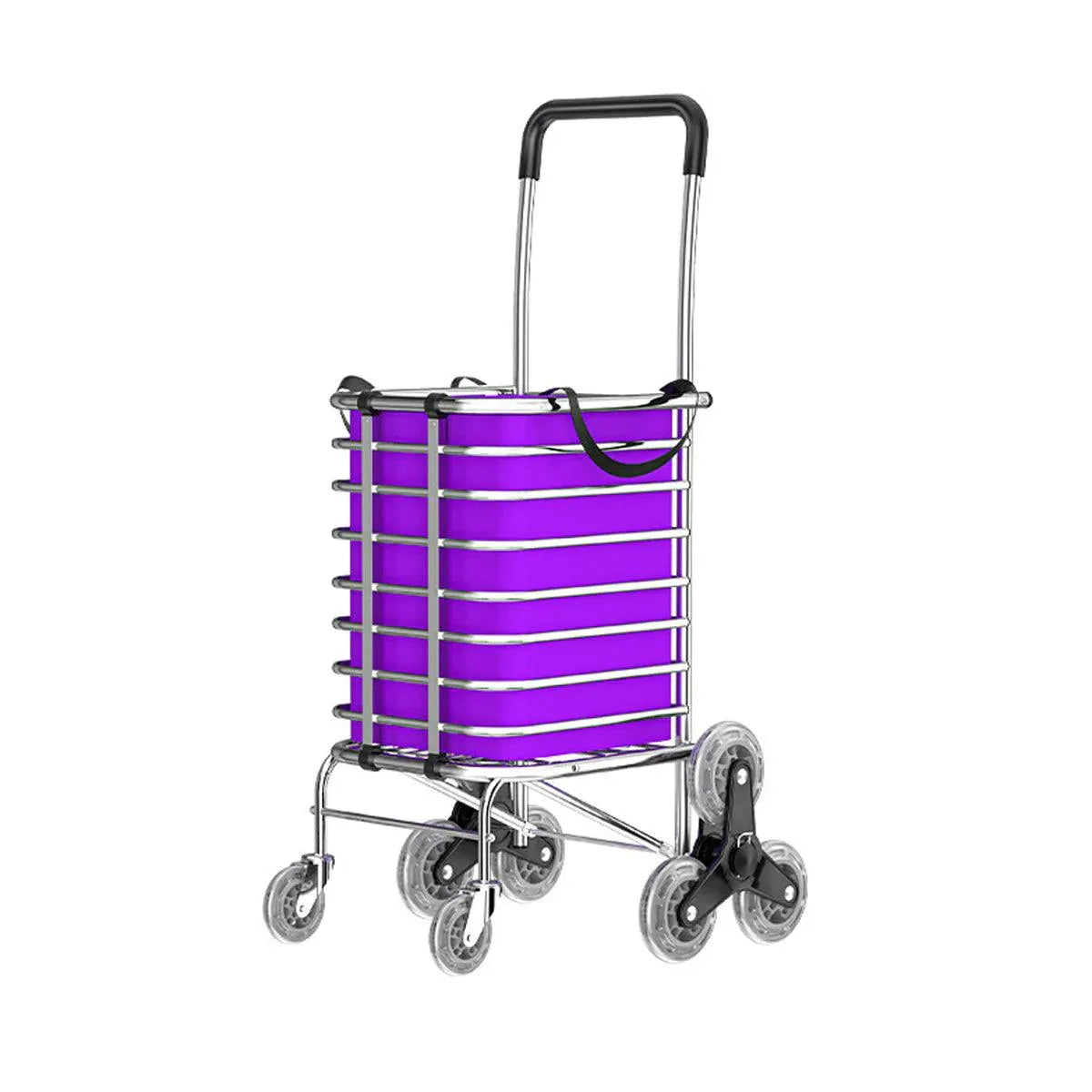 Folding Vegetable Basket Trolley Small Trailer Grocery Shopping Pulling Cart V528-TROLLEY-PURPLE-8-881454
