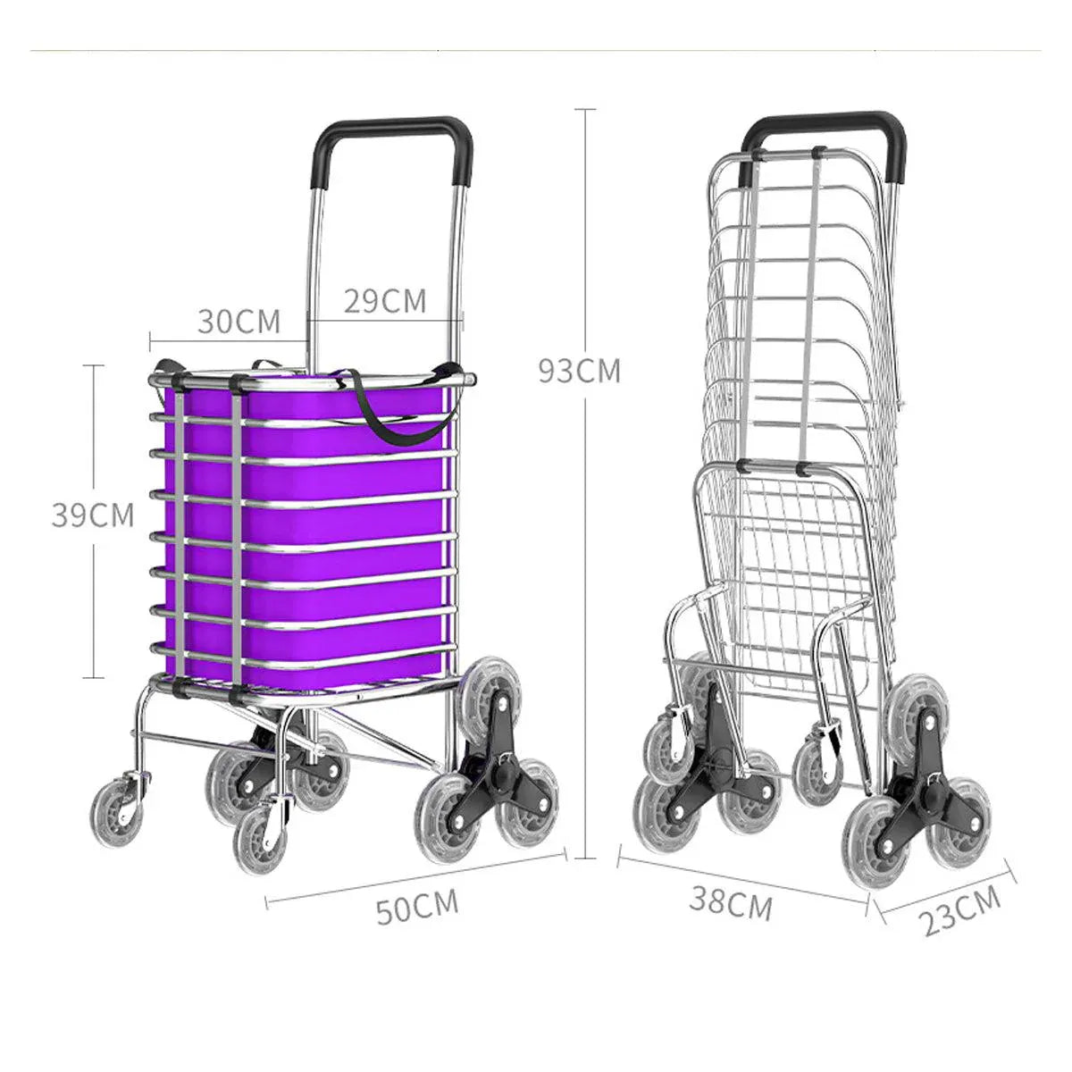 Folding Vegetable Basket Trolley Small Trailer Grocery Shopping Pulling Cart V528-TROLLEY-PURPLE-8-881454