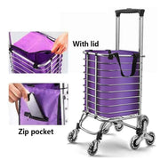 Folding Vegetable Basket Trolley Small Trailer Grocery Shopping Pulling Cart V528-TROLLEY-PURPLE-8-881454
