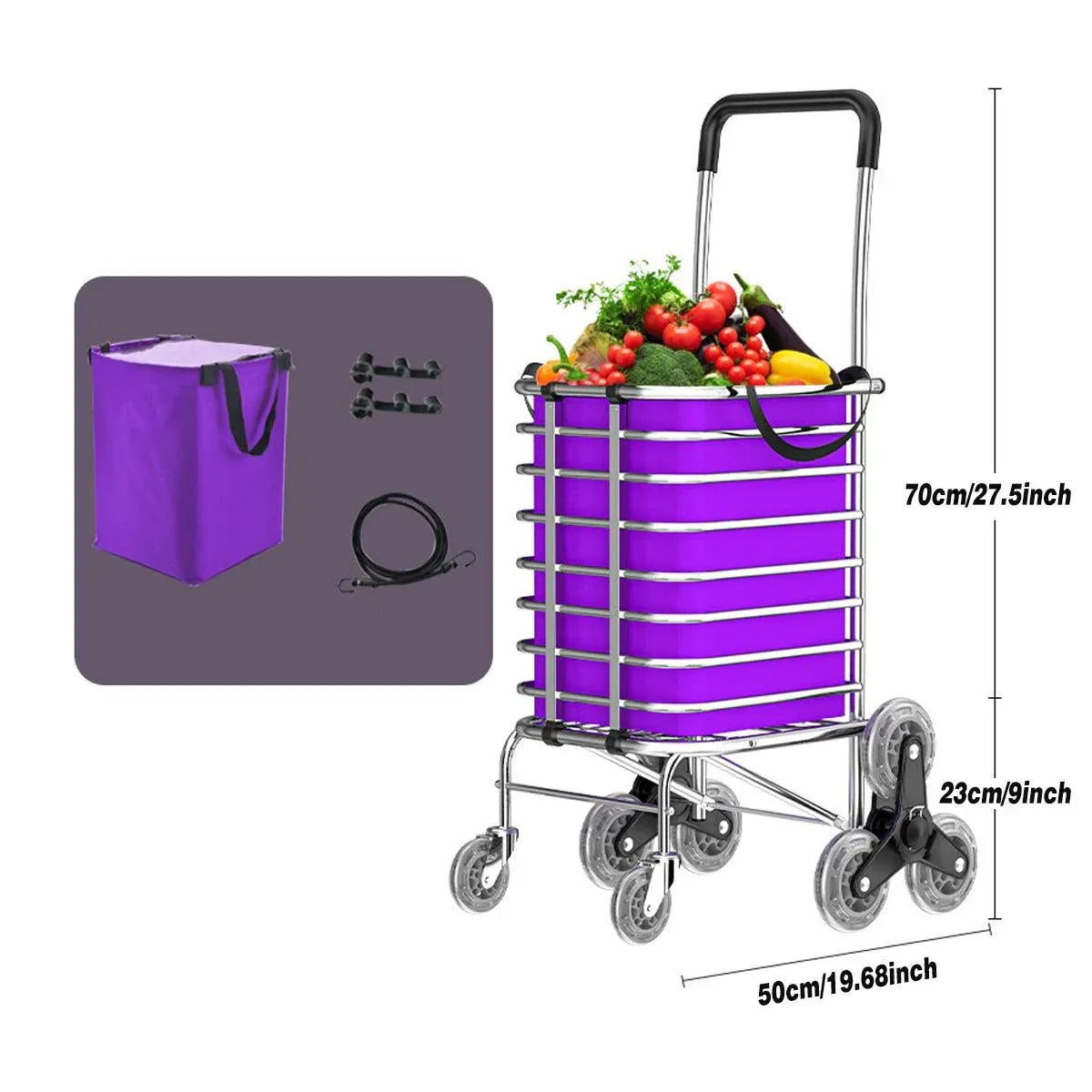Folding Vegetable Basket Trolley Small Trailer Grocery Shopping Pulling Cart V528-TROLLEY-PURPLE-8-881454