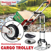 Folding Hand Trolley Cart Heavy Duty Utility Truck Portable Pull Wagon Trailer V528-TROLLEY-SJ-BLACK-ALUMI-948152