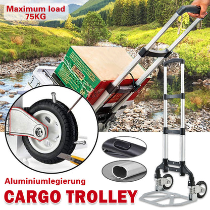 Folding Hand Trolley Cart Heavy Duty Utility Truck Portable Pull Wagon Trailer V528-TROLLEY-SJ-BLACK-ALUMI-948152