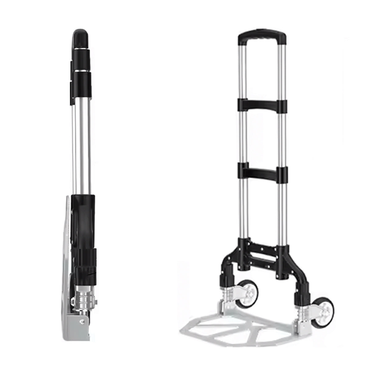 Folding Hand Trolley Cart Heavy Duty Utility Truck Portable Pull Wagon Trailer V528-TROLLEY-SJ-BLACK-ALUMI-948152