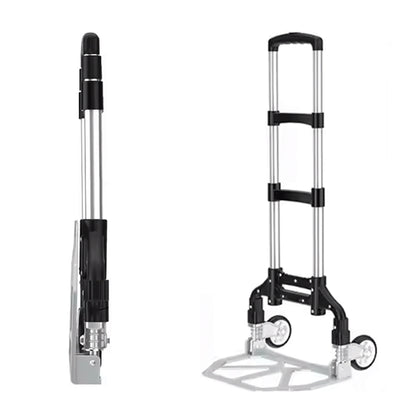 Folding Hand Trolley Cart Heavy Duty Utility Truck Portable Pull Wagon Trailer V528-TROLLEY-SJ-BLACK-ALUMI-948152