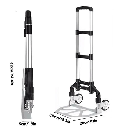 Folding Hand Trolley Cart Heavy Duty Utility Truck Portable Pull Wagon Trailer V528-TROLLEY-SJ-BLACK-ALUMI-948152
