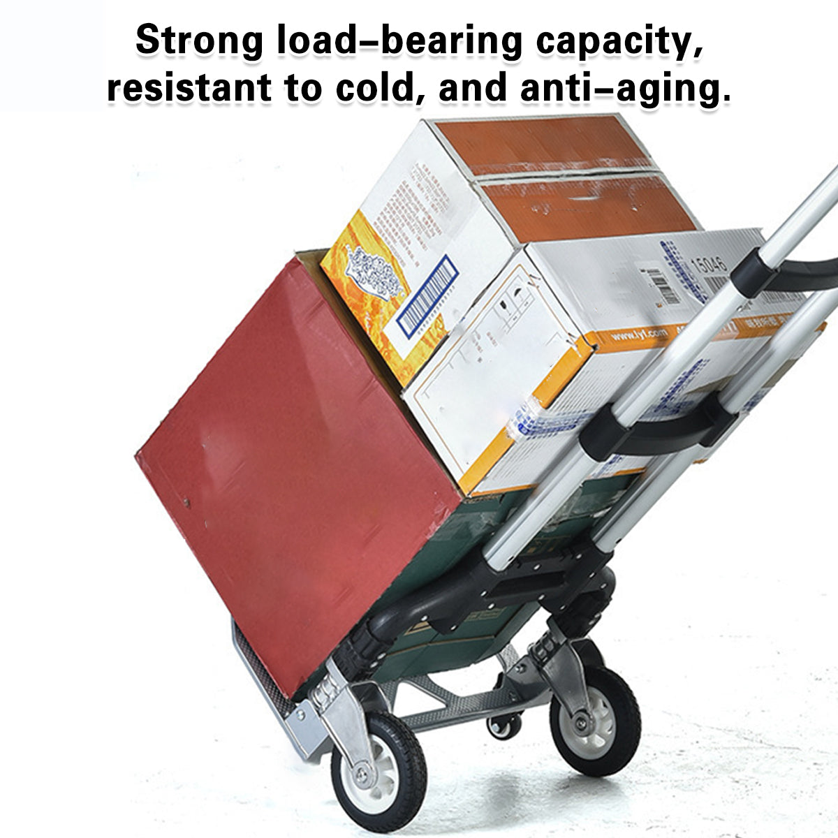 Folding Hand Trolley Cart Heavy Duty Utility Truck Portable Pull Wagon Trailer V528-TROLLEY-SJ-BLACK-ALUMI-948152