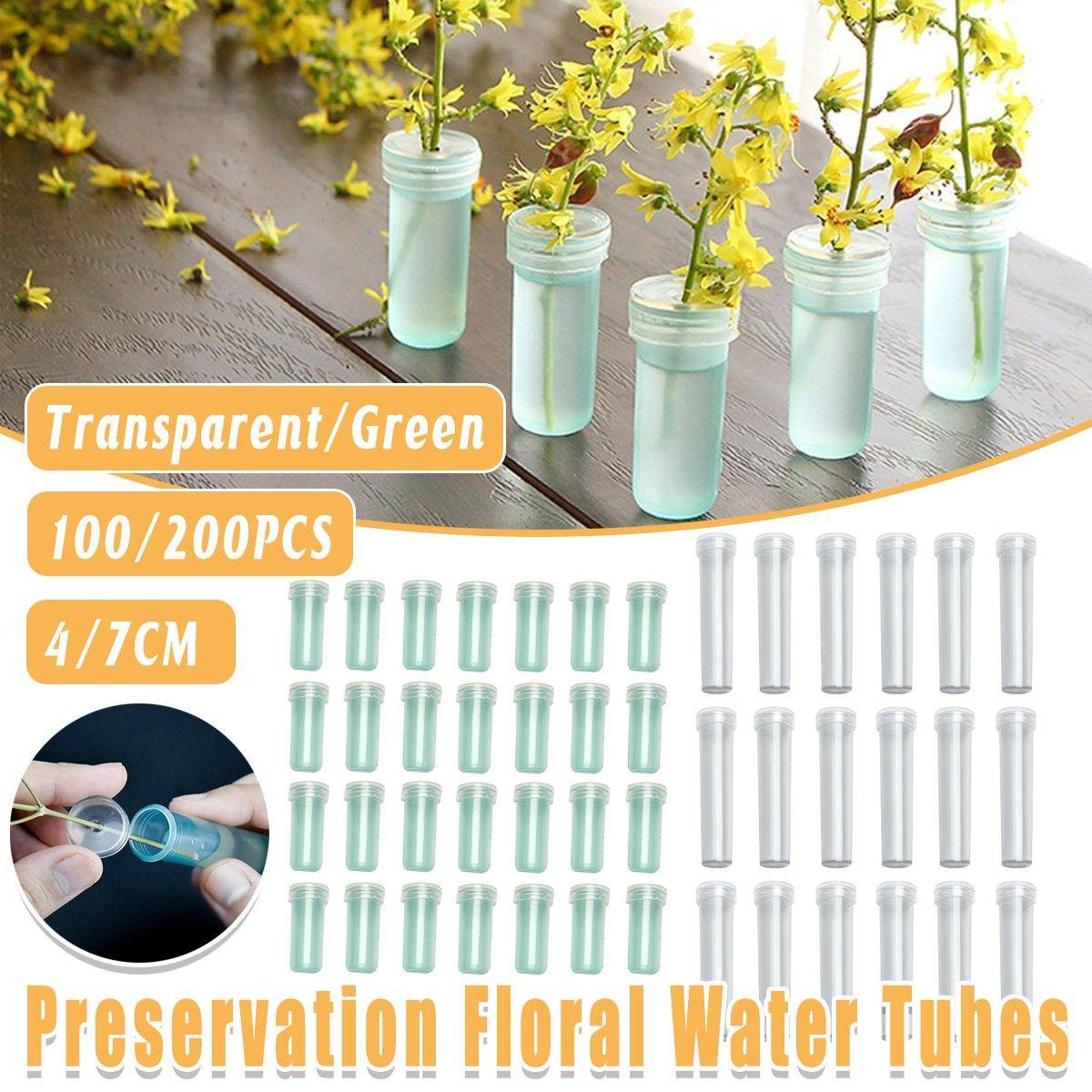 100/200PCS Flower Fresh Keeping Tube Floral Bouquet Nutrition Water Care Supply - 1.8*4cm - Transparent 200PCS V528-TUBE-TRANSPARENT-200PCS-681125