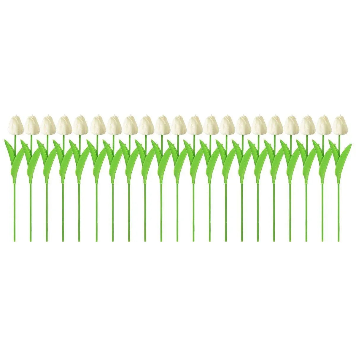 20PCS Real Touch Artificial Tulip Bouquet Fake Flowers for Home Wedding Decor - White V528-TULIP-20PCS-WHITE-126747