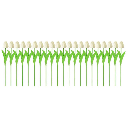 20PCS Real Touch Artificial Tulip Bouquet Fake Flowers for Home Wedding Decor - White V528-TULIP-20PCS-WHITE-126747