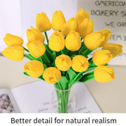 20PCS Real Touch Artificial Tulip Bouquet Fake Flowers for Home Wedding Decor - White V528-TULIP-20PCS-WHITE-126747