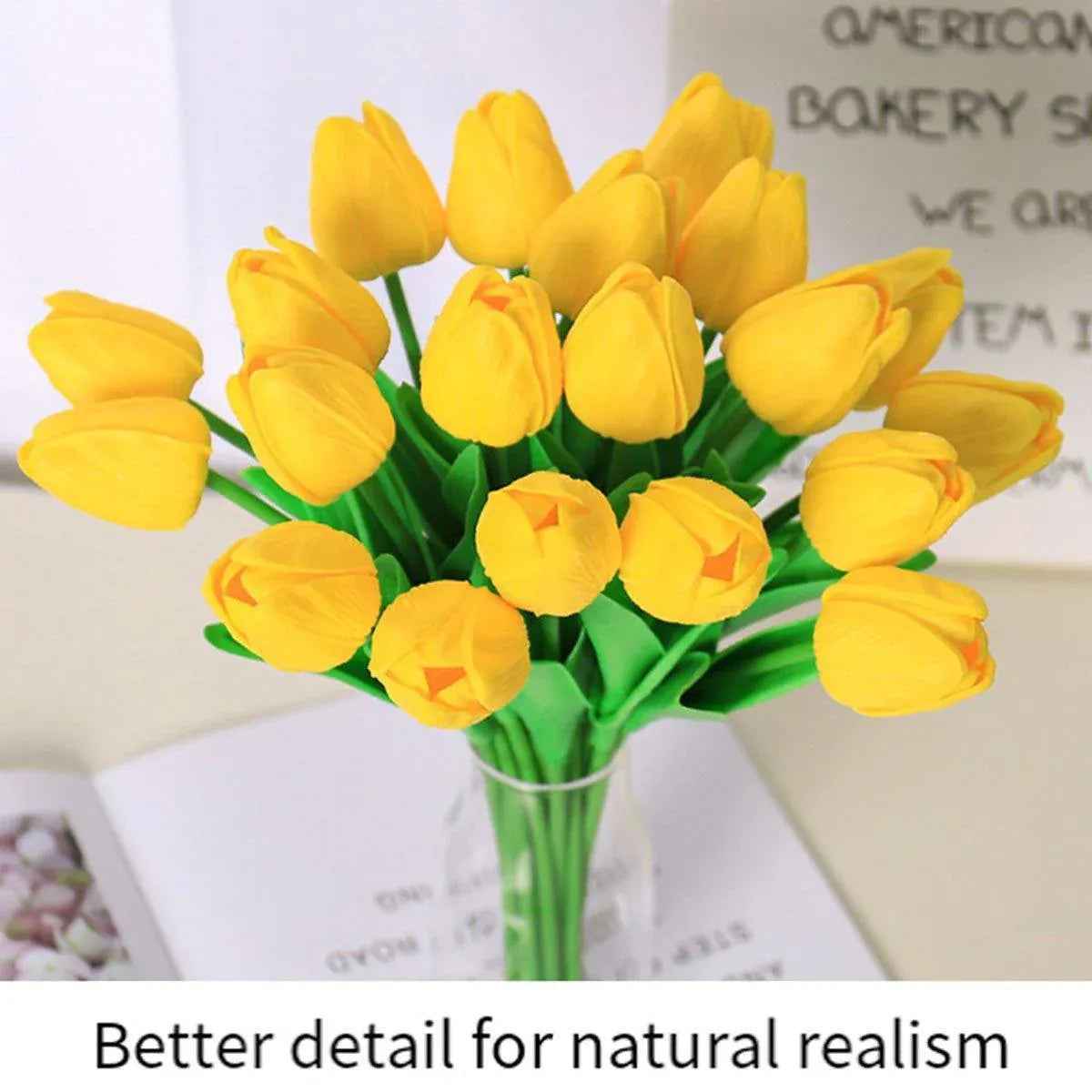 20PCS Real Touch Artificial Tulip Bouquet Fake Flowers for Home Wedding Decor - White V528-TULIP-20PCS-WHITE-126747