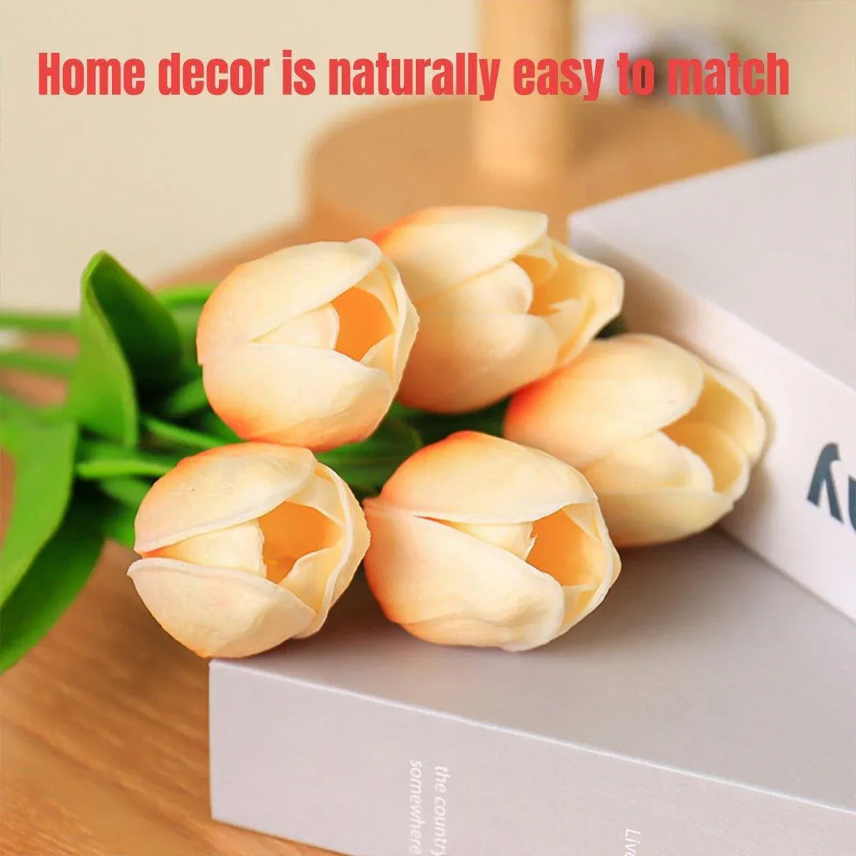 20PCS Real Touch Artificial Tulip Bouquet Fake Flowers for Home Wedding Decor - White V528-TULIP-20PCS-WHITE-126747