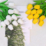 20PCS Real Touch Artificial Tulip Bouquet Fake Flowers for Home Wedding Decor - Yellow V528-TULIP-20PCS-YELLOW-419894
