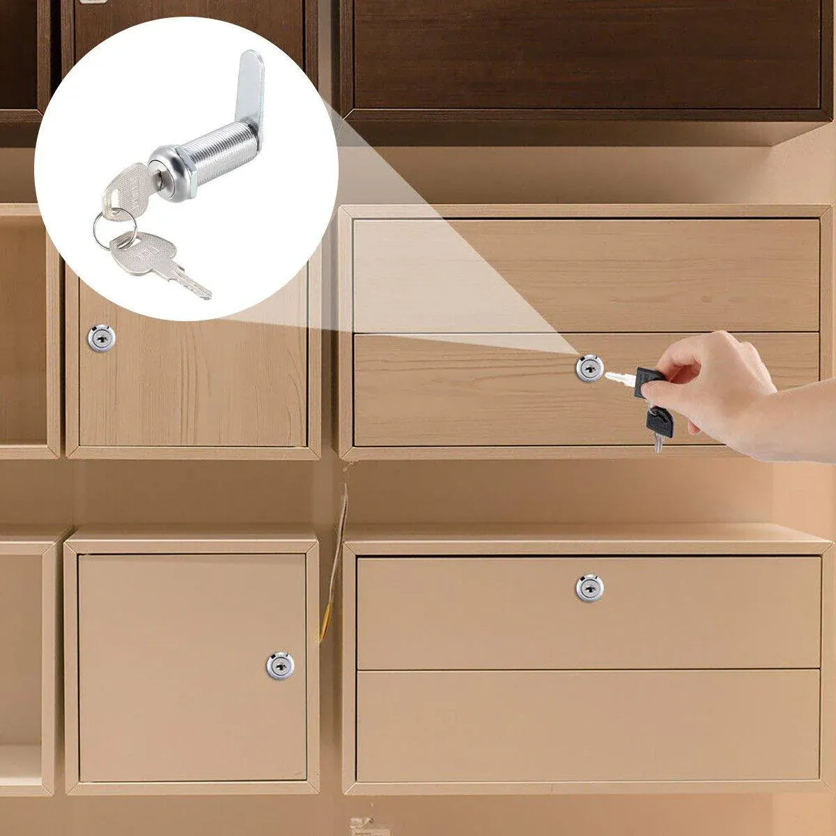 1/5/10pcs File Cabinet Drawer Milk Box Swivel Lock Small Round Security Lock - 25mm-10PCS V528-TURN-TONGUE-LOCK-10PCS-25MM-210178