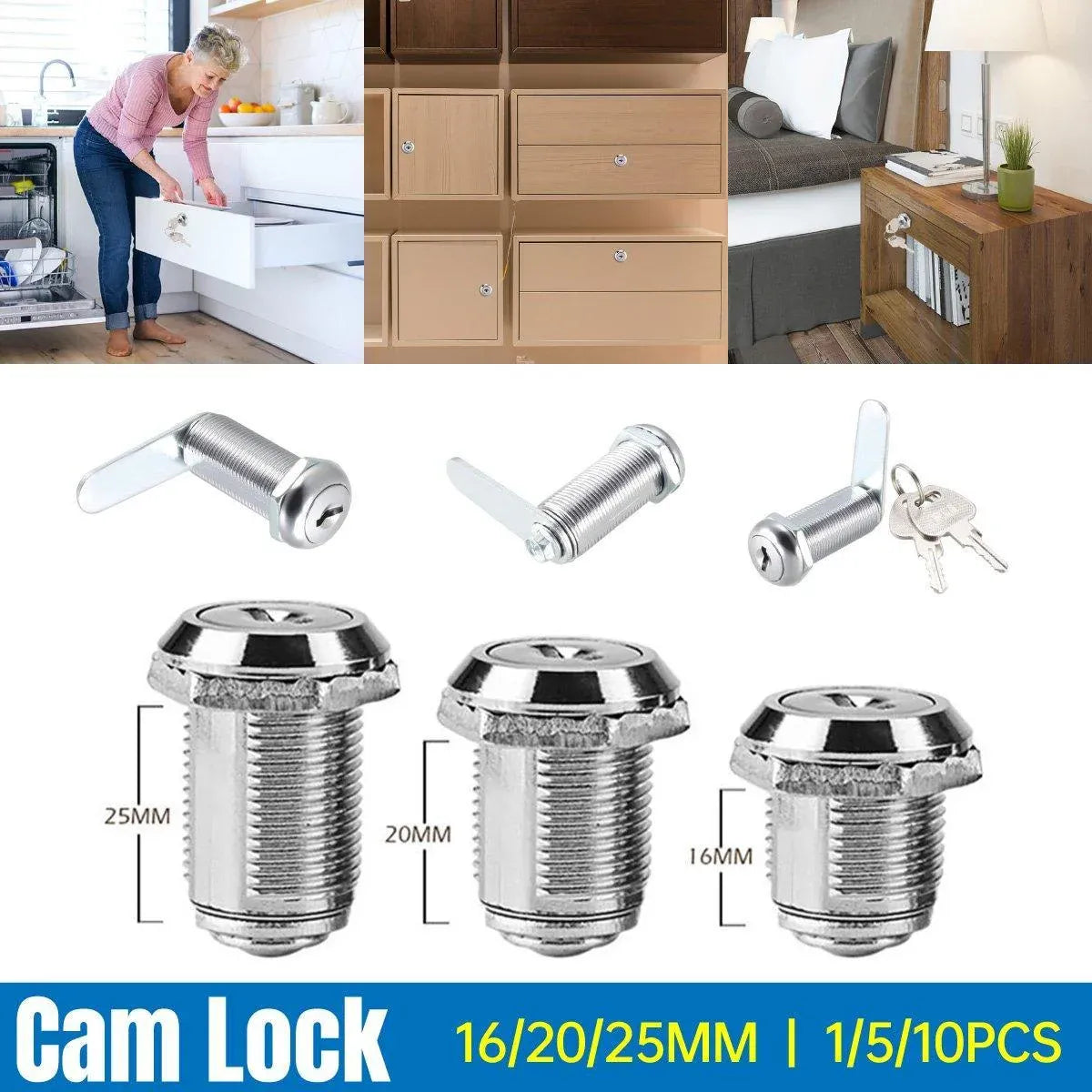 1/5/10pcs File Cabinet Drawer Milk Box Swivel Lock Small Round Security Lock - 25mm-5PCS V528-TURN-TONGUE-LOCK-5PCS-25MM-607864