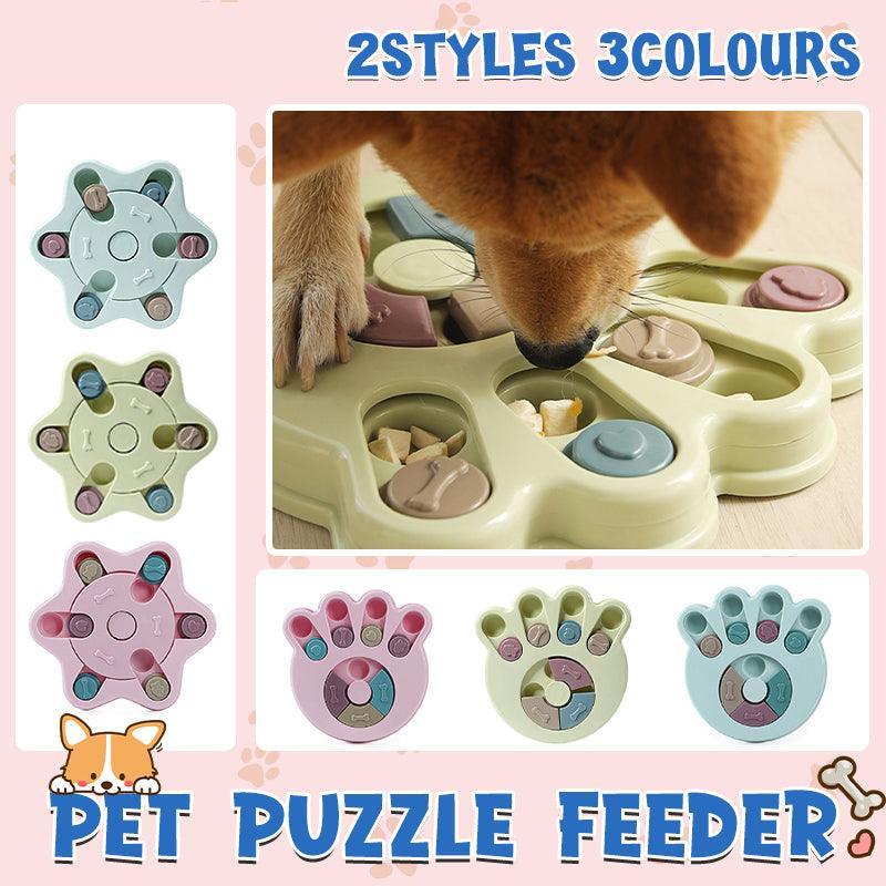 Dog Treat Dispenser Food Puzzle Toy Interactive Training Feeder Pet Supply Bowl - Claw-Blue V528-TURNTABLE-CLAW-BLUE-99095
