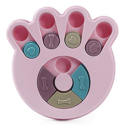 Dog Treat Dispenser Food Puzzle Toy Interactive Training Feeder Pet Supply Bowl - Claw-Blue V528-TURNTABLE-CLAW-BLUE-99095