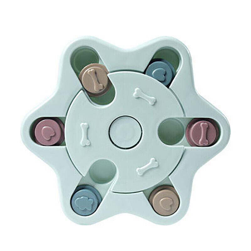 Dog Treat Dispenser Food Puzzle Toy Interactive Training Feeder Pet Supply Bowl - Claw-Blue V528-TURNTABLE-CLAW-BLUE-99095