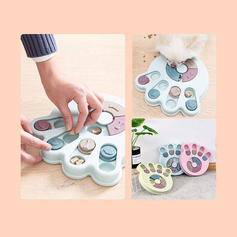 Dog Treat Dispenser Food Puzzle Toy Interactive Training Feeder Pet Supply Bowl - Claw-Green V528-TURNTABLE-CLAW-GREEN-54270