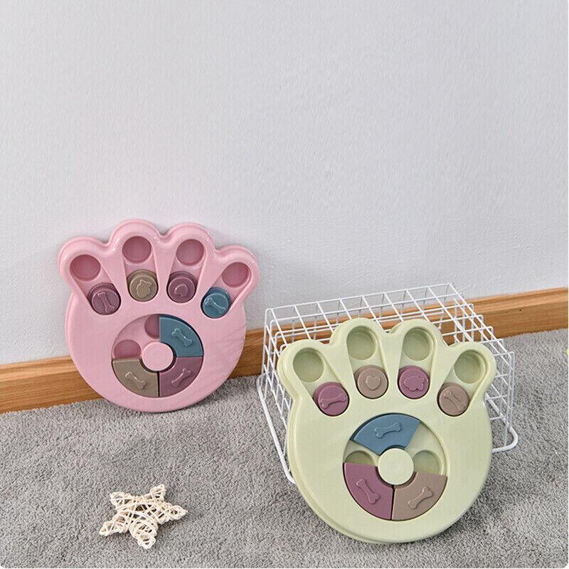 Dog Treat Dispenser Food Puzzle Toy Interactive Training Feeder Pet Supply Bowl - Claw-Pink V528-TURNTABLE-CLAW-PINK-85375