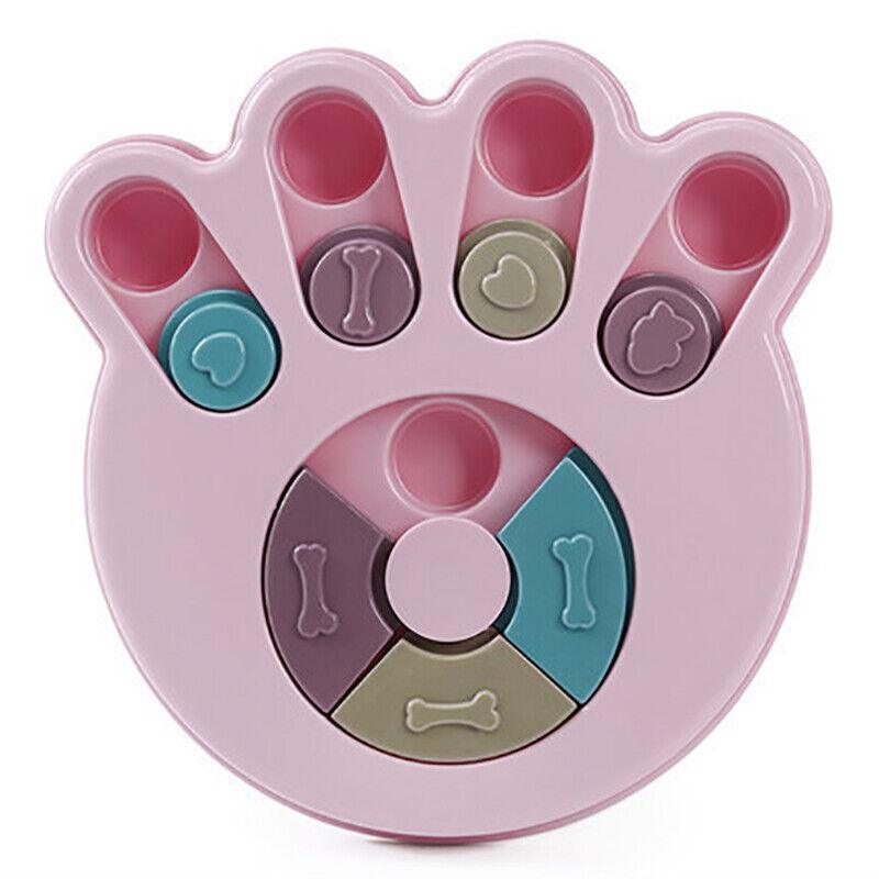 Dog Treat Dispenser Food Puzzle Toy Interactive Training Feeder Pet Supply Bowl - Claw-Pink V528-TURNTABLE-CLAW-PINK-85375