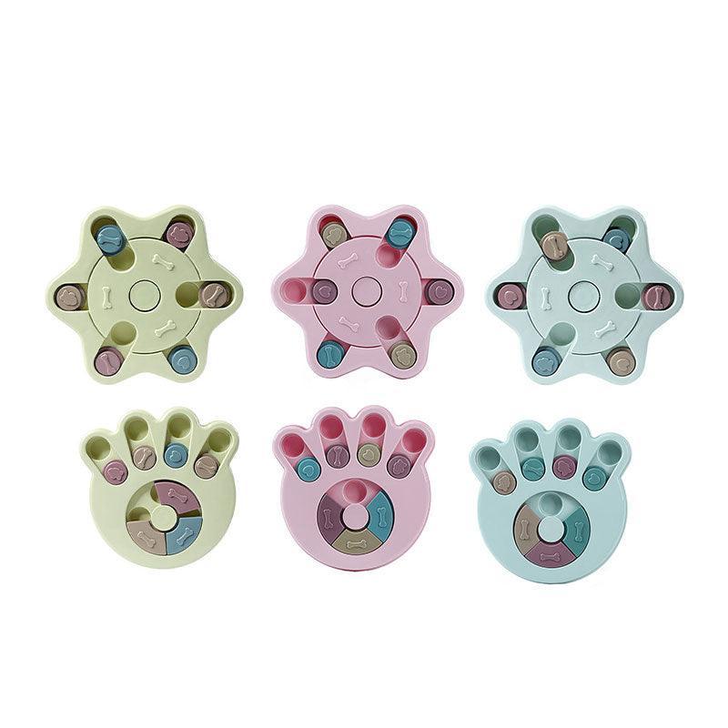Dog Treat Dispenser Food Puzzle Toy Interactive Training Feeder Pet Supply Bowl - Hexagon-Pink V528-TURNTABLE-HEXAGON-PINK-15404