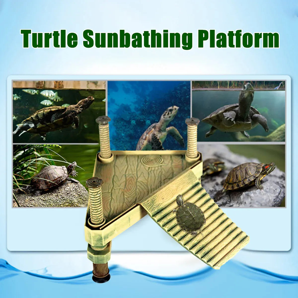 Floating Turtle Platform with Climbing Ramp for Aquariums and Reptile Tanks V528-TURTLE-BASKING-GREEN-533226