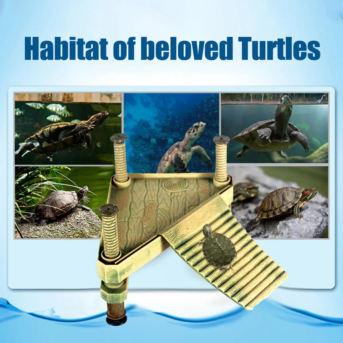 Floating Turtle Platform with Climbing Ramp for Aquariums and Reptile Tanks V528-TURTLE-BASKING-GREEN-533226