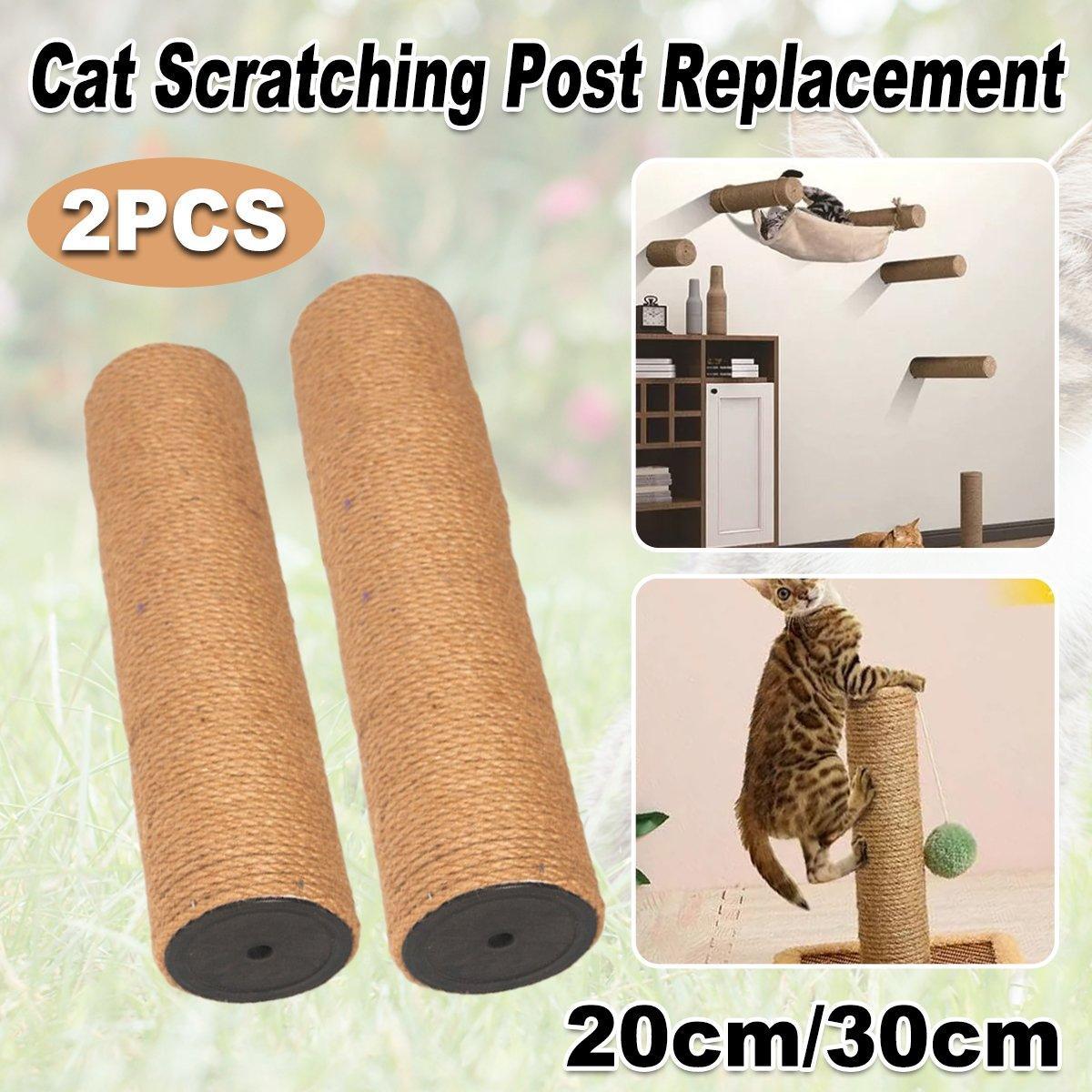 2pcs Sisal Cat Scratching Post Climbing Frame Replacement Pole for Cats Activity - 20cm V528-TWINE-POST-2PCS-20CM-684101