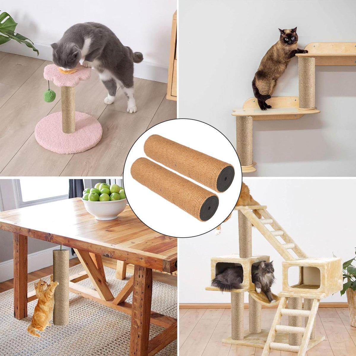 2pcs Sisal Cat Scratching Post Climbing Frame Replacement Pole for Cats Activity - 20cm V528-TWINE-POST-2PCS-20CM-684101