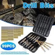99X HSS Titanium Drill Bit Tool Set 1.5-8mm Twist Drill For Wood Metal Grooving V528-TWIST-DRILL-99PCS-389496