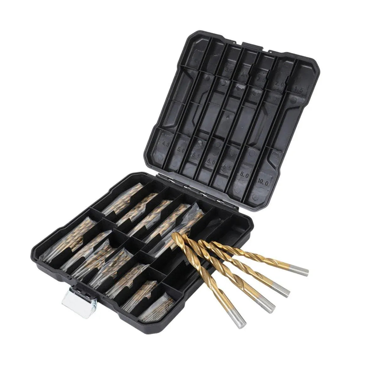 99X HSS Titanium Drill Bit Tool Set 1.5-8mm Twist Drill For Wood Metal Grooving V528-TWIST-DRILL-99PCS-389496