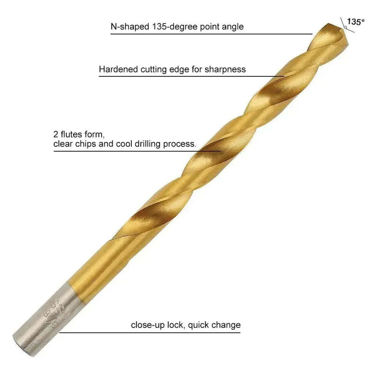 99X HSS Titanium Drill Bit Tool Set 1.5-8mm Twist Drill For Wood Metal Grooving V528-TWIST-DRILL-99PCS-389496